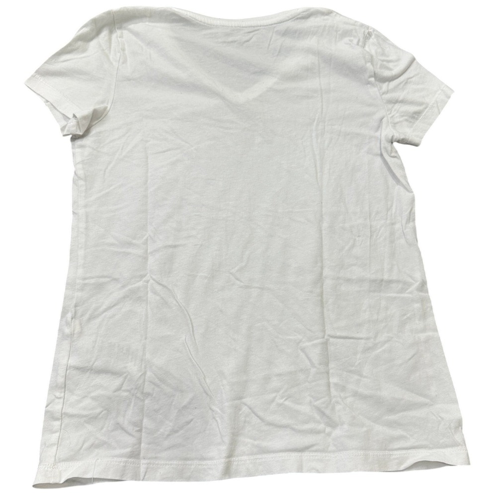 Nautica Womens White V-Neck Studded Logo T-Shirt 100% Cotton Small - Picture 5 of 7
